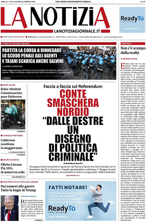 Prima pagina La Notizia di oggi - Quotidiano nazionale