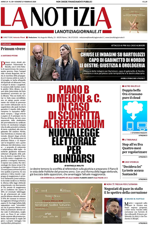 Prima pagina La Notizia di oggi - Quotidiano nazionale