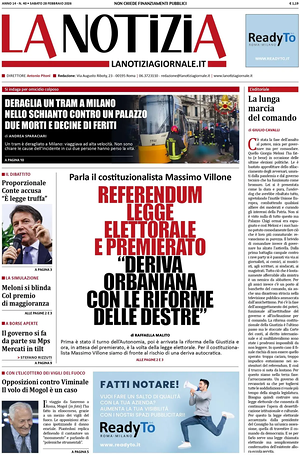 Prima pagina La Notizia di oggi - Quotidiano nazionale