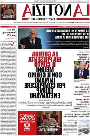Prima pagina La Notizia di oggi - Quotidiano nazionale