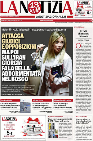 Prima pagina La Notizia di oggi - Quotidiano nazionale