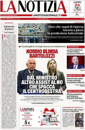 Prima pagina La Notizia di oggi - Quotidiano nazionale