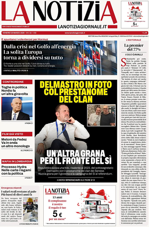 Prima pagina La Notizia di oggi - Quotidiano nazionale