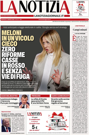 Prima pagina La Notizia di oggi - Quotidiano nazionale