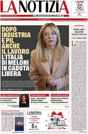 Prima pagina La Notizia di oggi - Quotidiano nazionale