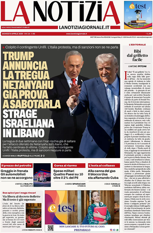 Prima pagina La Notizia di oggi - Quotidiano nazionale