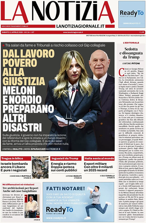 Prima pagina La Notizia di oggi - Quotidiano nazionale