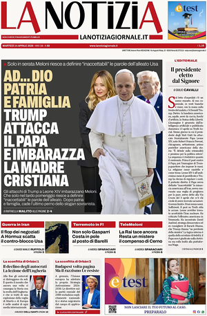 Prima pagina La Notizia di oggi - Quotidiano nazionale