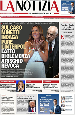 Prima pagina La Notizia di oggi - Quotidiano nazionale