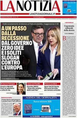 Prima pagina La Notizia di oggi - Quotidiano nazionale