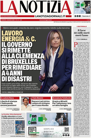 Prima pagina La Notizia di oggi - Quotidiano nazionale