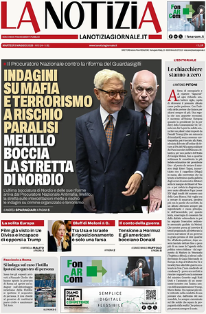 Prima pagina La Notizia di oggi - Quotidiano nazionale