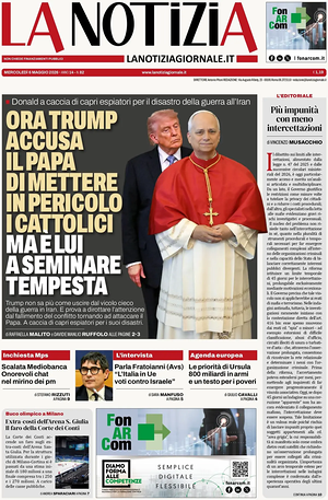 Prima pagina La Notizia di oggi - Quotidiano nazionale