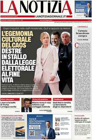 Prima pagina La Notizia di oggi - Quotidiano nazionale