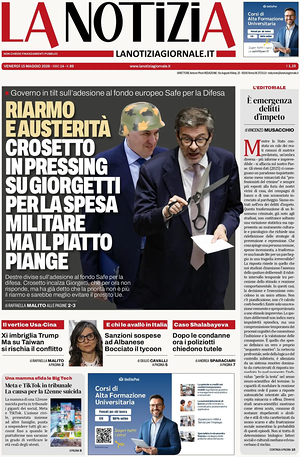 Prima pagina La Notizia di oggi - Quotidiano nazionale