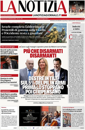 Prima pagina La Notizia di oggi - Quotidiano nazionale