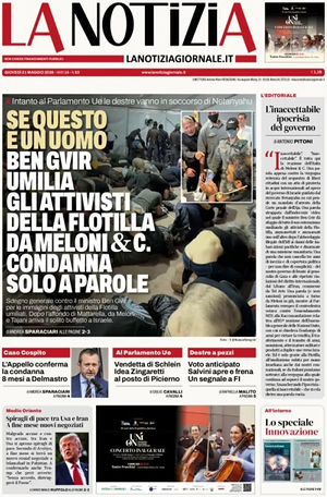 Prima pagina La Notizia di oggi - Quotidiano nazionale