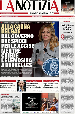 Prima pagina La Notizia di oggi - Quotidiano nazionale