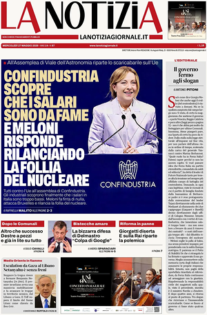 Prima pagina La Notizia di oggi - Quotidiano nazionale