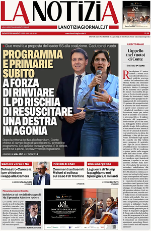 Prima pagina La Notizia di oggi - Quotidiano nazionale