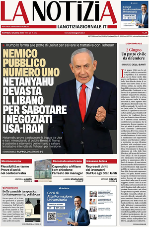 Prima pagina La Notizia di oggi - Quotidiano nazionale