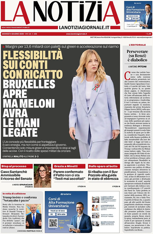 Prima pagina La Notizia di oggi - Quotidiano nazionale