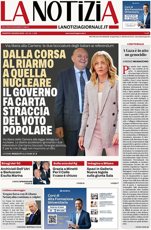 Prima pagina La Notizia di oggi - Quotidiano nazionale