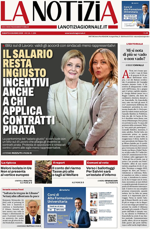 Prima pagina La Notizia di oggi - Quotidiano nazionale