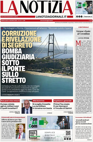 Prima pagina La Notizia di oggi - Quotidiano nazionale