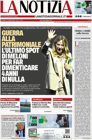 Prima pagina La Notizia di oggi - Quotidiano nazionale