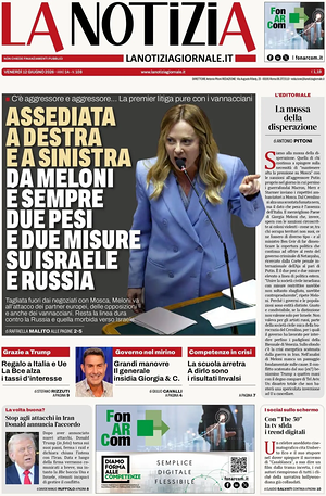Prima pagina La Notizia di oggi - Quotidiano nazionale