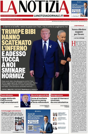Prima pagina La Notizia di oggi - Quotidiano nazionale