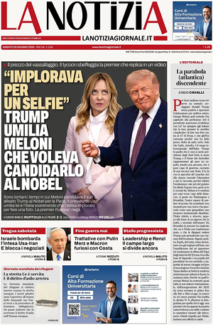 Prima pagina La Notizia di oggi - Quotidiano nazionale