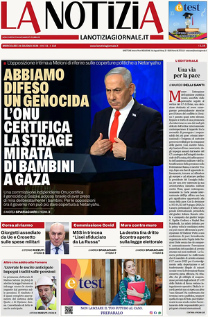 Prima pagina La Notizia di oggi - Quotidiano nazionale