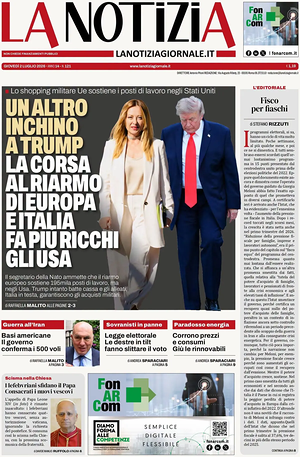 Prima pagina La Notizia di oggi - Quotidiano nazionale