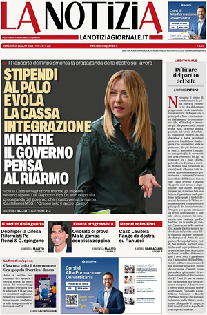 Prima pagina La Notizia di oggi - Quotidiano nazionale