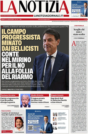 Prima pagina La Notizia di oggi - Quotidiano nazionale