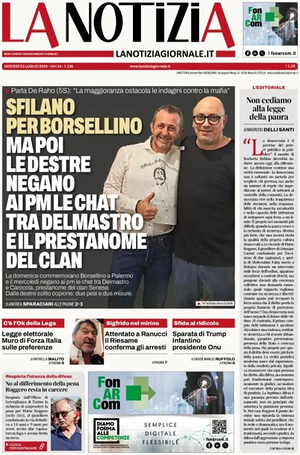 Prima pagina La Notizia di oggi - Quotidiano nazionale