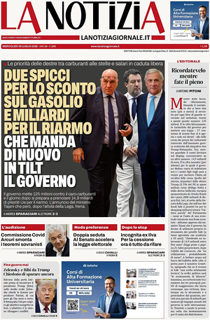 Prima pagina La Notizia di oggi - Quotidiano nazionale