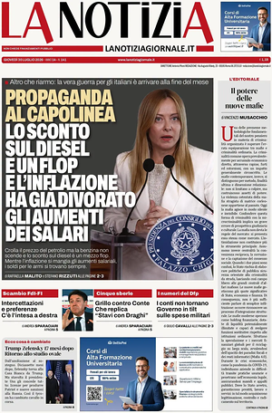 Prima pagina La Notizia di oggi - Quotidiano nazionale