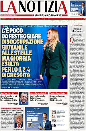 Prima pagina La Notizia di oggi - Quotidiano nazionale