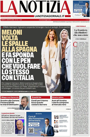 Prima pagina La Notizia di oggi - Quotidiano nazionale