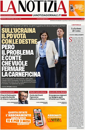 Prima pagina La Notizia di oggi - Quotidiano nazionale