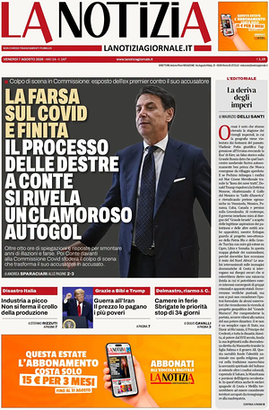 Prima pagina La Notizia di oggi - Quotidiano nazionale