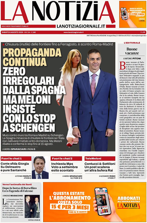 Prima pagina La Notizia di oggi - Quotidiano nazionale