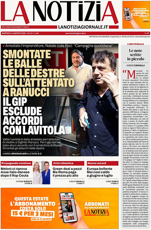 Prima pagina La Notizia di oggi - Quotidiano nazionale