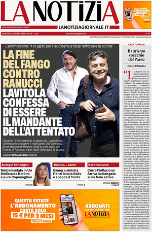 Prima pagina La Notizia di oggi - Quotidiano nazionale
