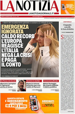 Prima pagina La Notizia di oggi - Quotidiano nazionale