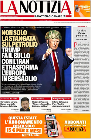 Prima pagina La Notizia di oggi - Quotidiano nazionale