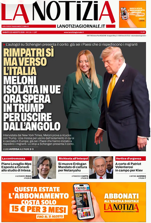 Prima pagina La Notizia di oggi - Quotidiano nazionale